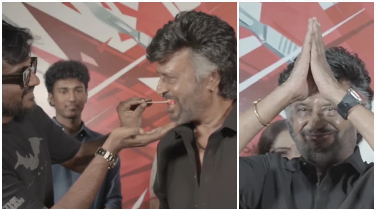 Rajinikanth Celebrates 51 Years with Cake on Dharman Set
